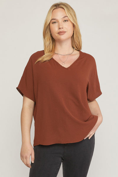 "Everyday Charm" Top (Chocolate) - Happily Ever Aften