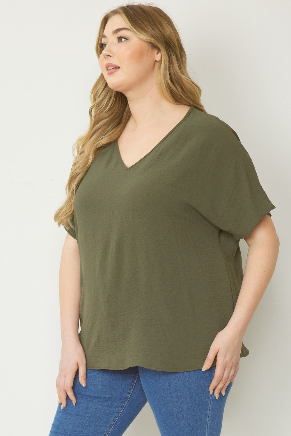 "Everyday Charm" Top (Olive) - Happily Ever Aften