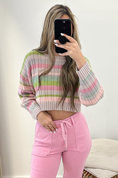"Favorite Memories" Sweater (Pink Multi) - Happily Ever Aften