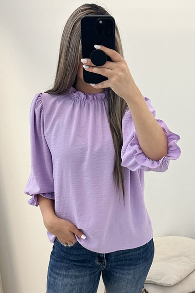 "Frills In May" Blouse (Lilac) - Happily Ever Aften
