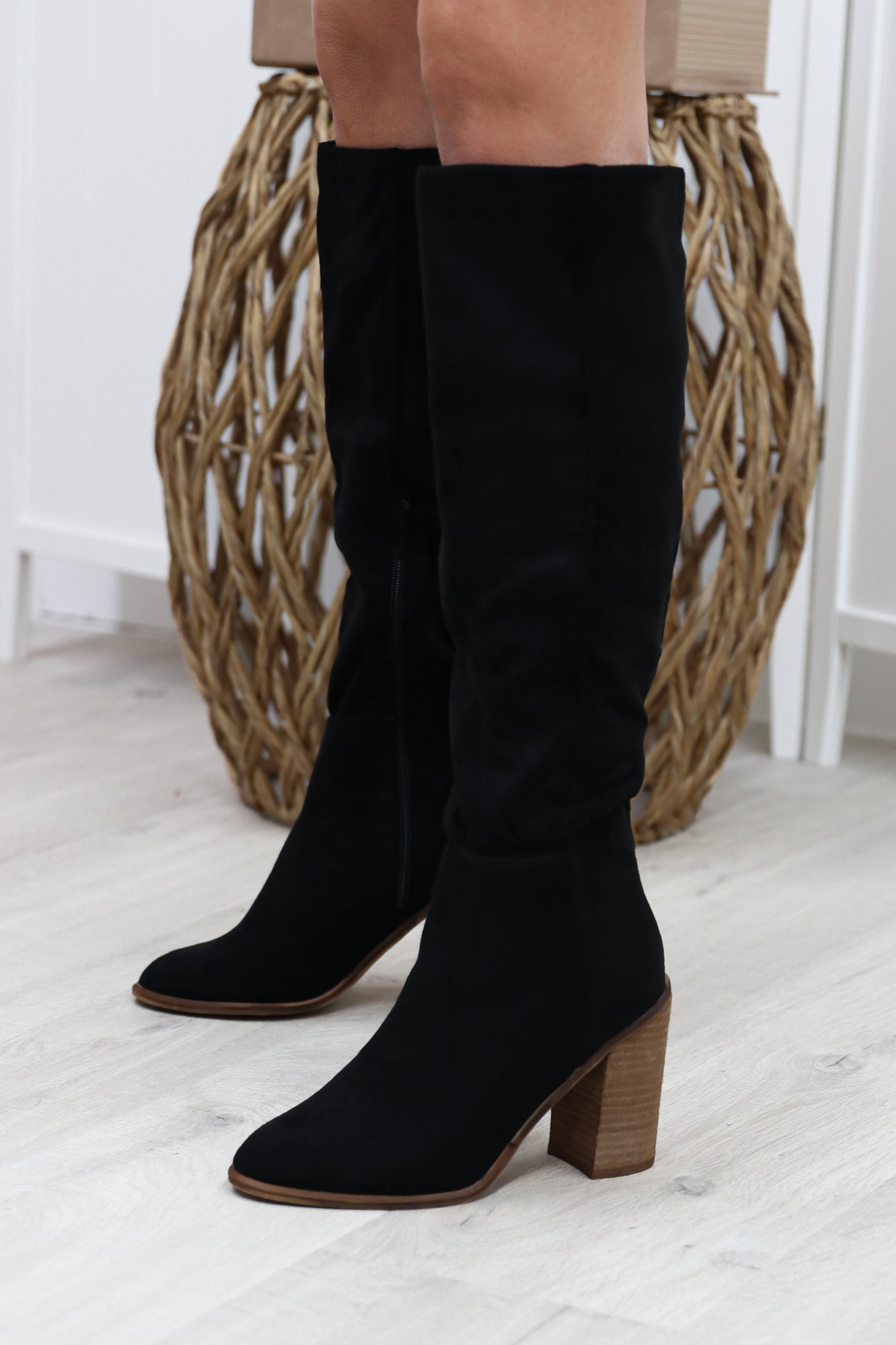 Georgia Knee High Boots (Black) - Happily Ever Aften