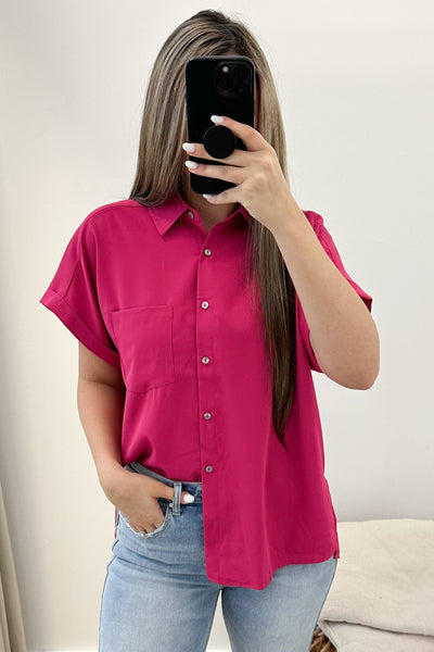 "Get Like Me" Blouse (Hot Pink) - Happily Ever Aften
