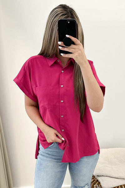 "Get Like Me" Blouse (Hot Pink) - Happily Ever Aften