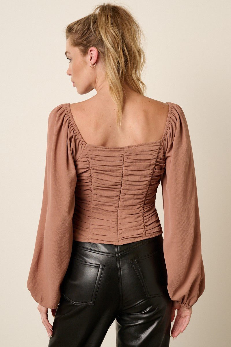 "Girly Pop" Blouse (Mocha) - Happily Ever Aften