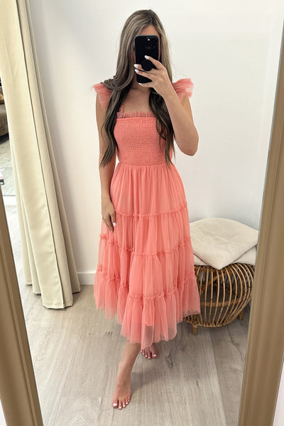 "It's Coquette Or Nothing" Dress (Coral) - Happily Ever Aften
