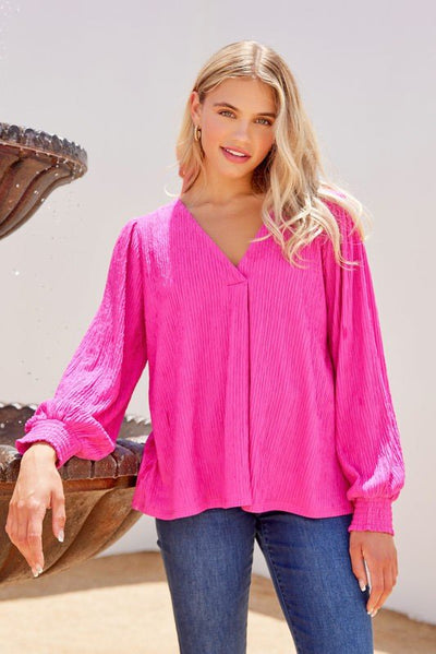 "It's My Day" Blouse (Fuchsia) - Happily Ever Aften