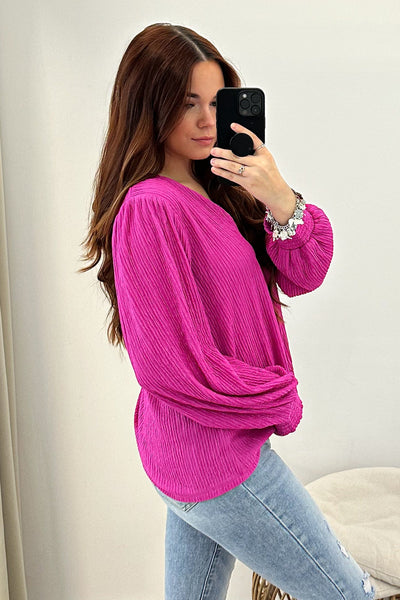 "It's My Day" Blouse (Fuchsia) - Happily Ever Aften