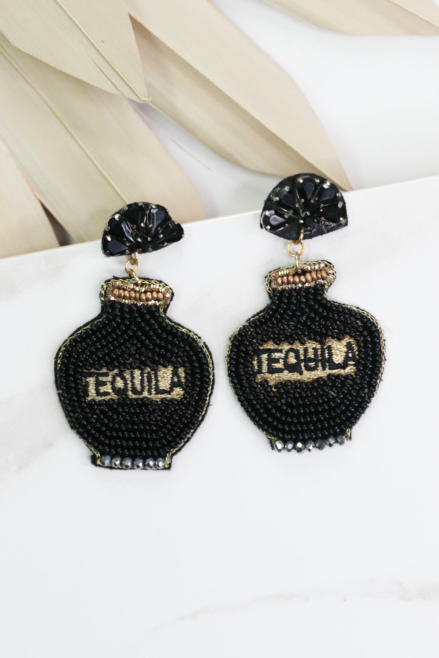 Josefina Tequila Earrings (Black) - Happily Ever Aften