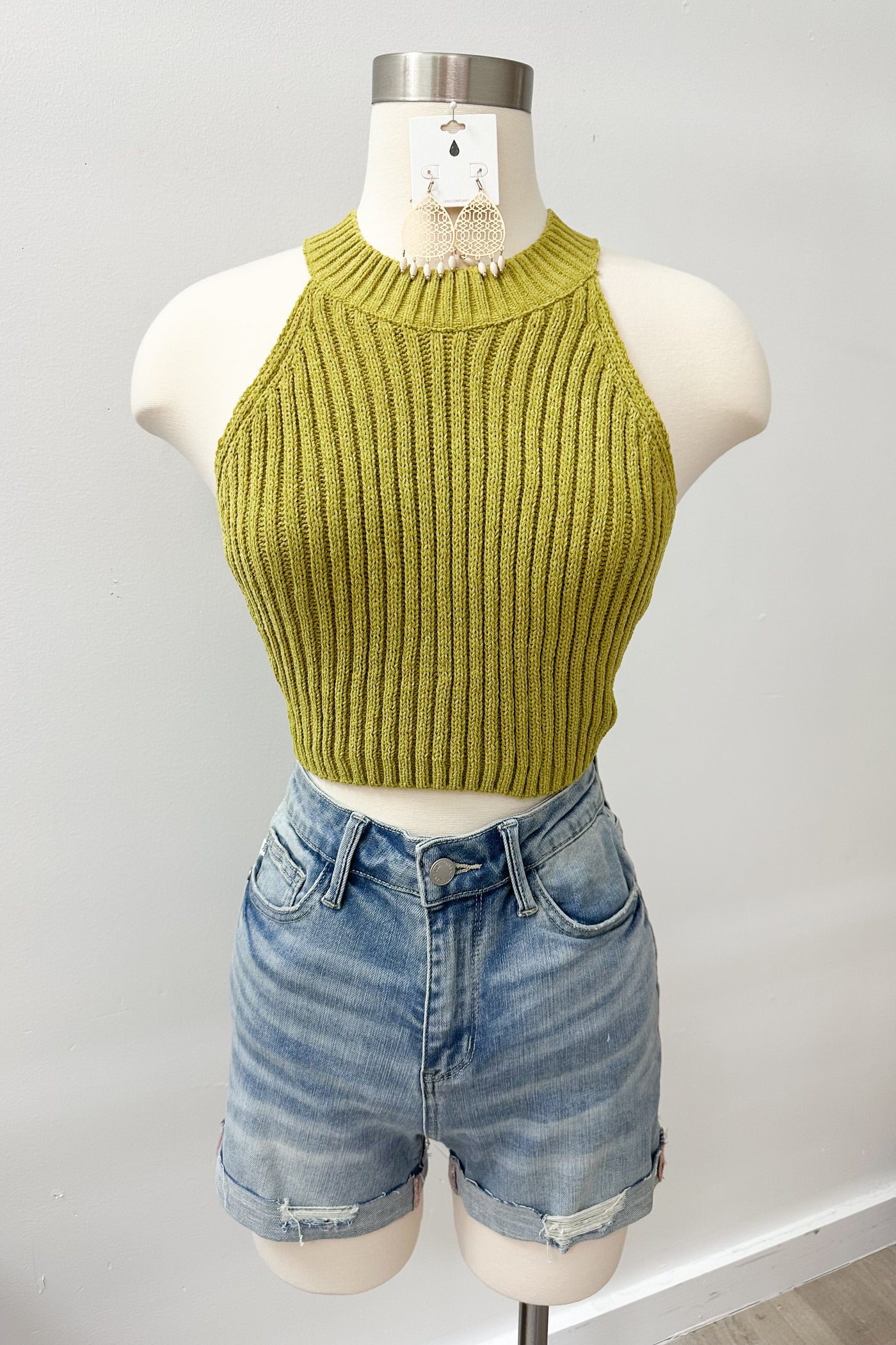 "Keep in Touch" Crop Tank (Chartreuse) - Happily Ever Aften