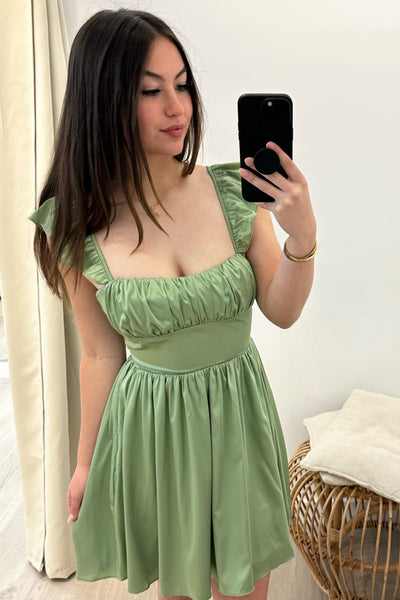 "Keep Me Cinched" Dress (Green) - Happily Ever Aften