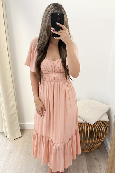 "Keep Trying Sweetheart" Dress (Peach) - Happily Ever Aften