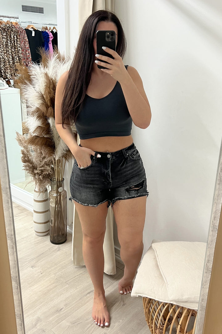 "Let's Rock" Denim Shorts - Happily Ever Aften