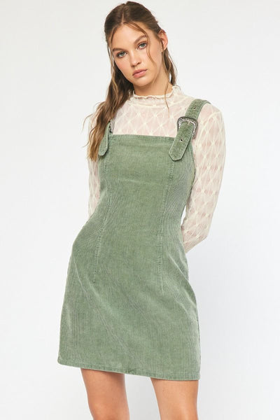 "Love Me Like Corduroy" Dress (Olive) - Happily Ever Aften