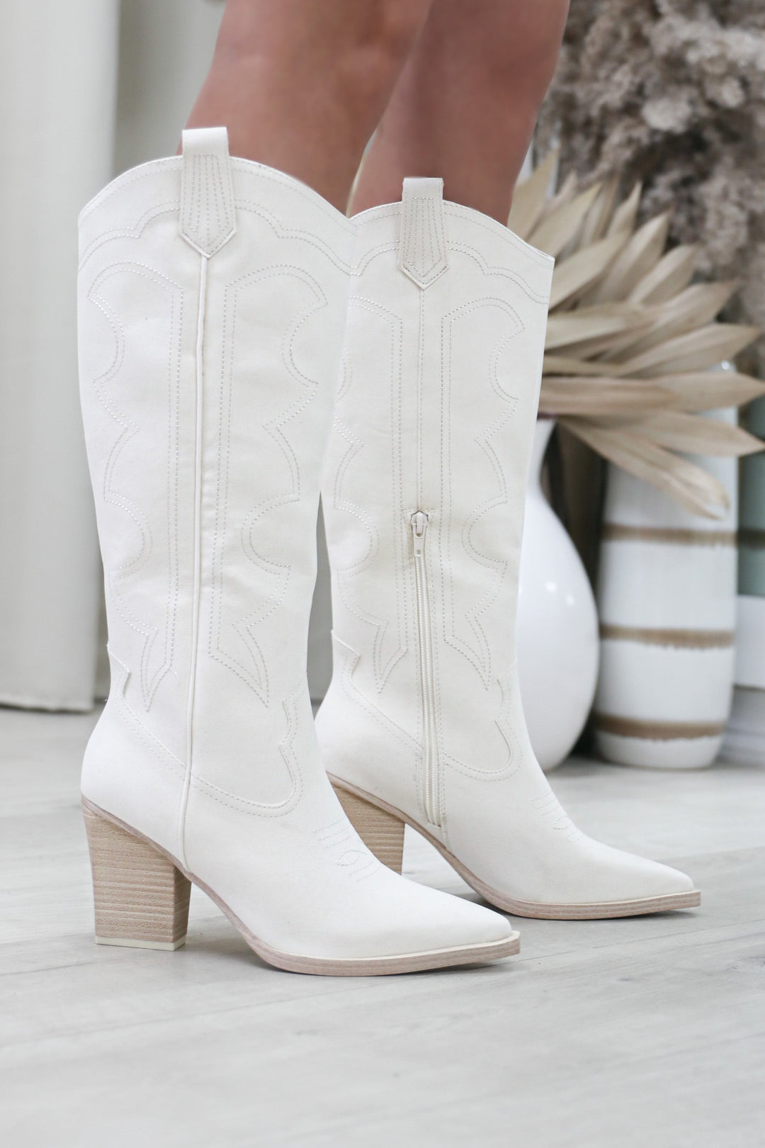 Mia Tex Western Boot (Bone) - Happily Ever Aften