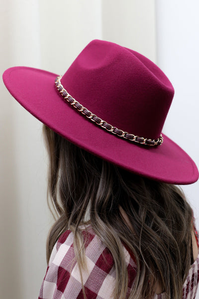 Ophira Fedora Hat (Burgundy) - Happily Ever Aften