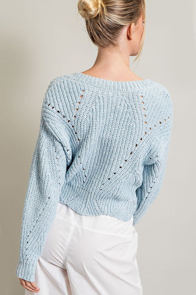 "Relaxing With Knits" Sweater (Pale Blue) - Happily Ever Aften