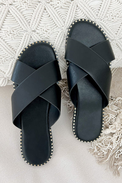 Remi Slide Sandals (Black) - Happily Ever Aften