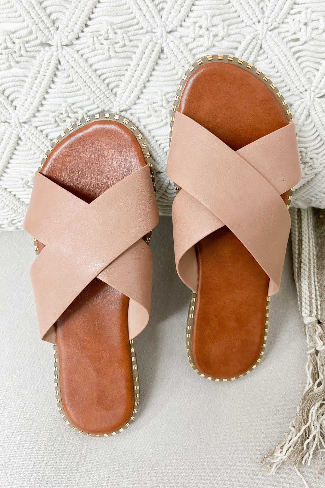 Remi Slide Sandals (Natural) - Happily Ever Aften