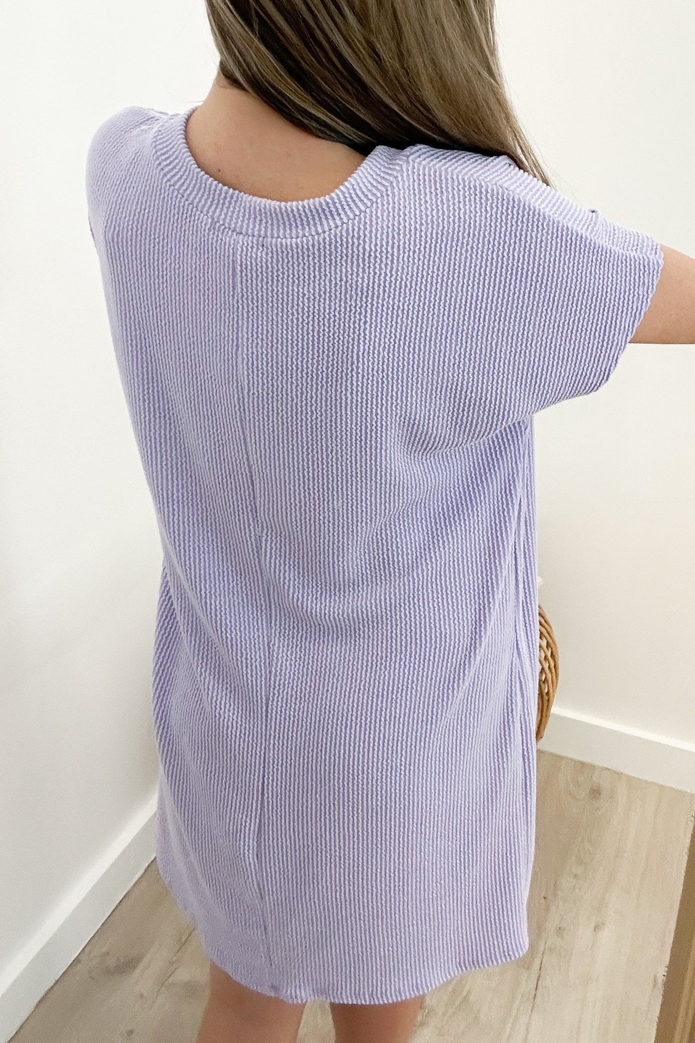 "Ribbed & Relaxed" Dress (Lavender) - Happily Ever Aften