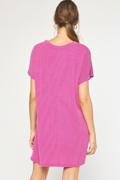 "Ribbed & Relaxed" Dress (Orchid) - Happily Ever Aften