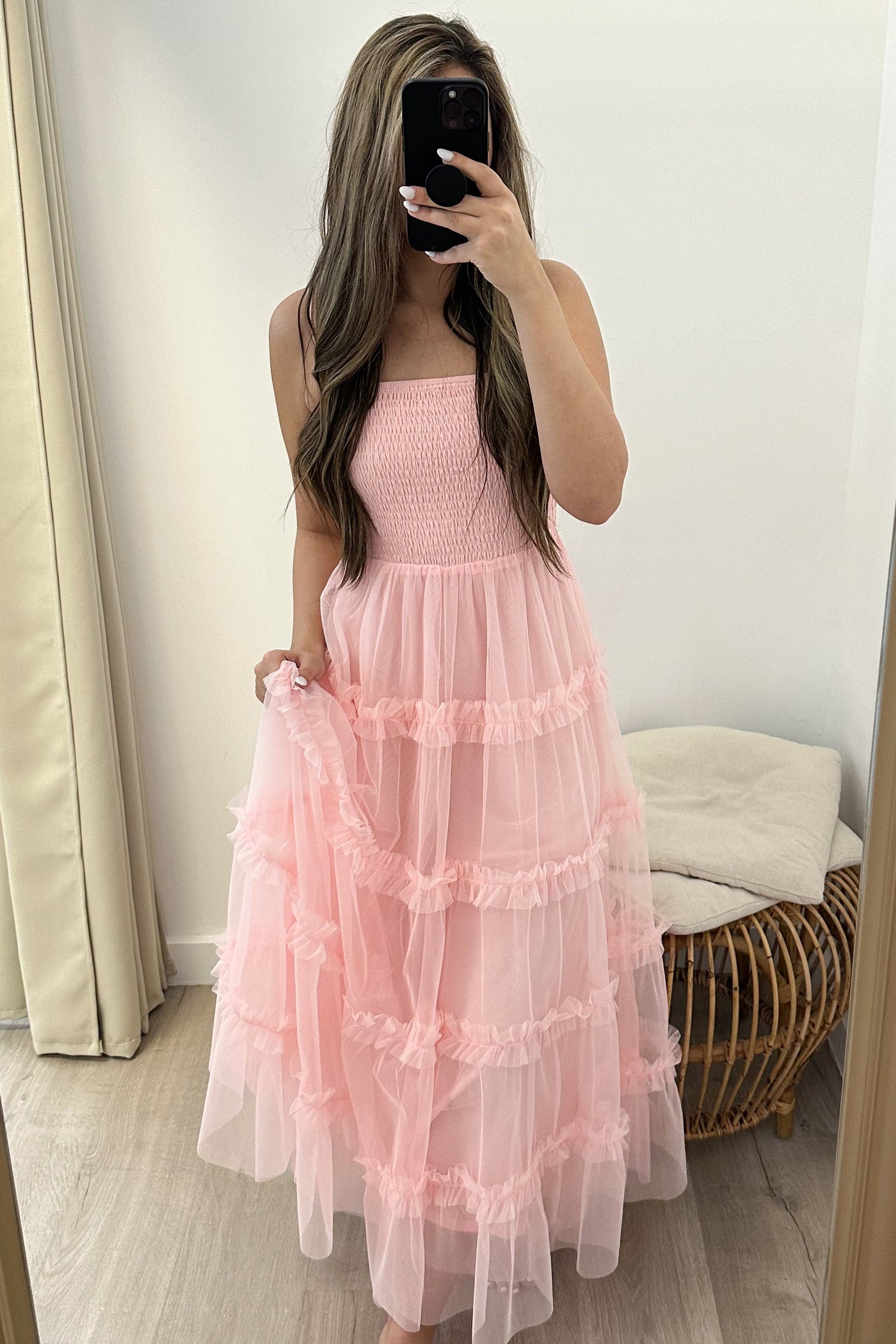 "Settle The Score" Dress (Peach Blush) - Happily Ever Aften