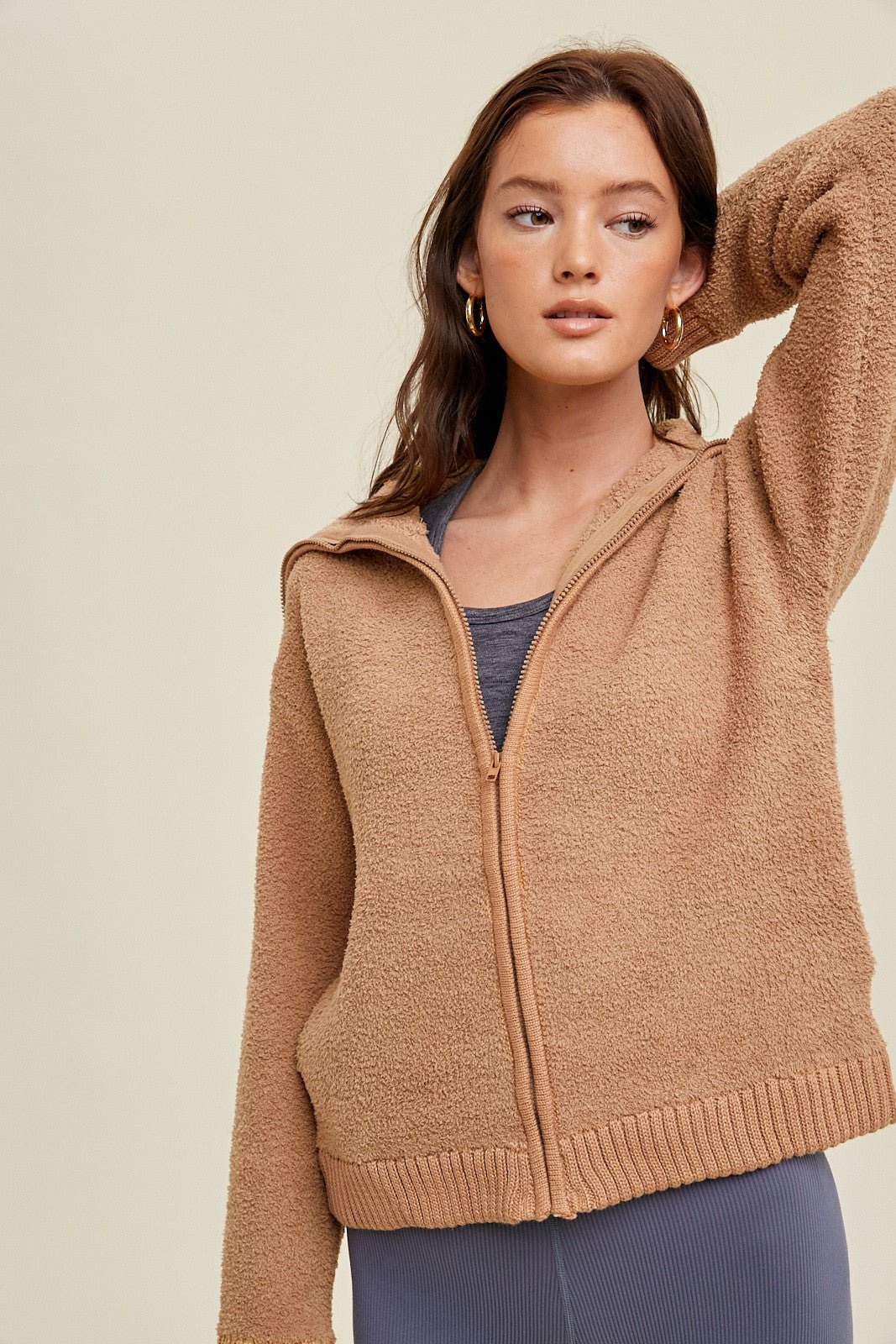 "Sherpa And Me" Jacket (Camel) - Happily Ever Aften