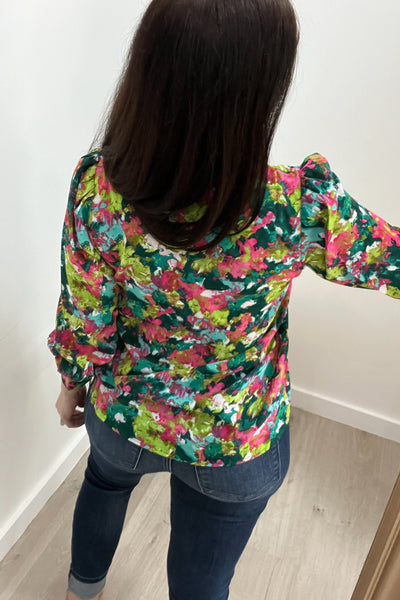 "She's The Art" Blouse (Hot Pink Mix) - Happily Ever Aften