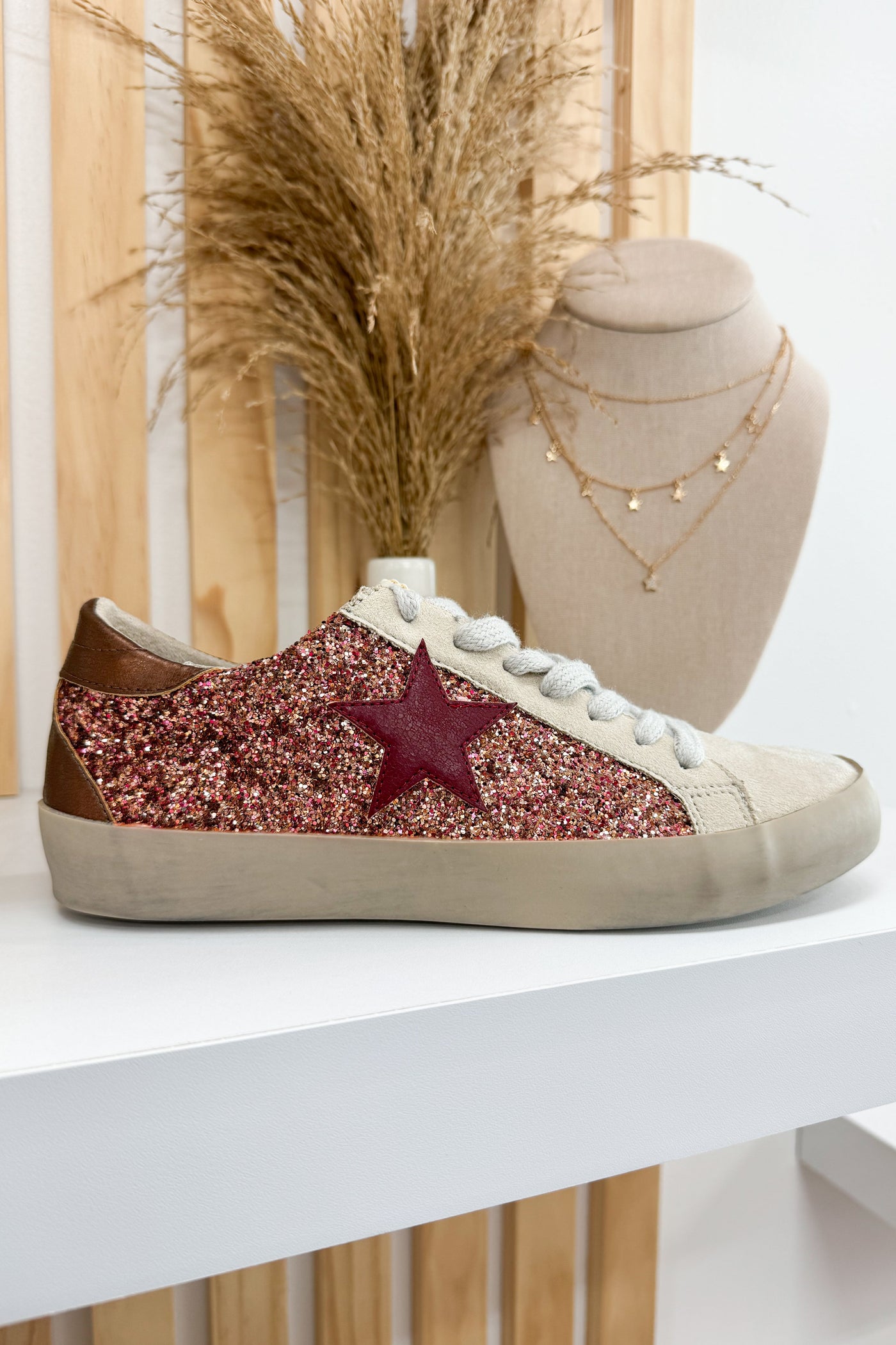 Shu Shop Paula Sneakers (Rose Gold Glitter) - Happily Ever Aften