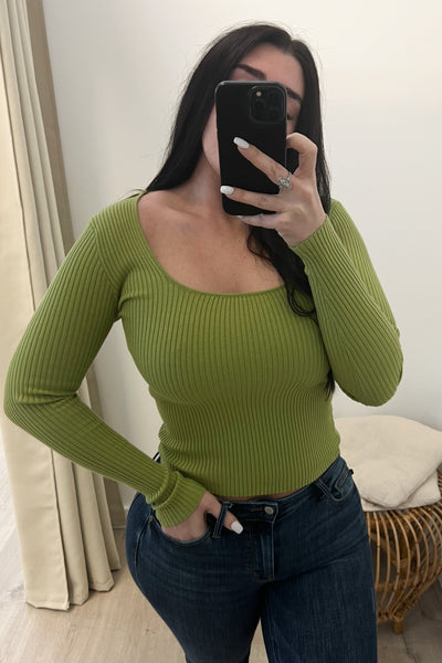"Simple As Is" Top (Pale Olive) - Happily Ever Aften