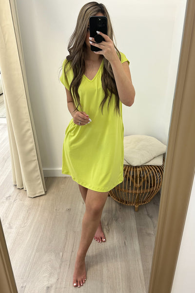 "Simple Days" Dress (Lime) - Happily Ever Aften