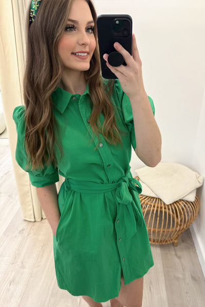 "Stay In Line" Dress (Green) - Happily Ever Aften