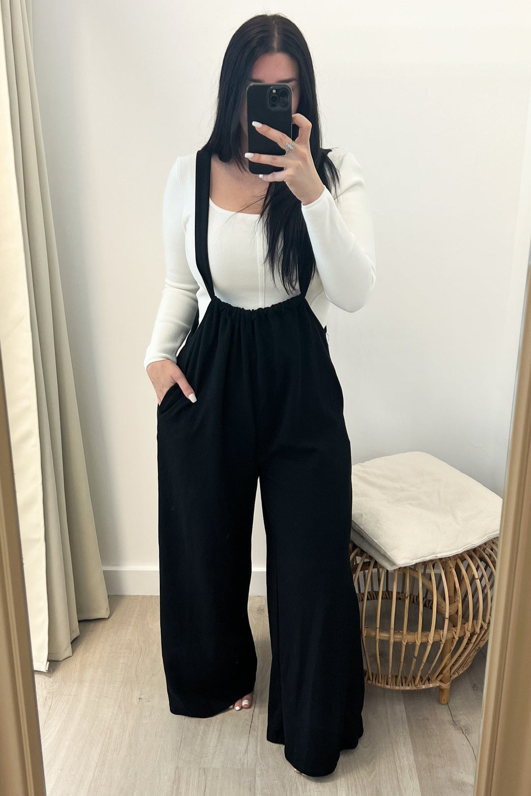 "Step Aside" Jumpsuit (Black) - Happily Ever Aften