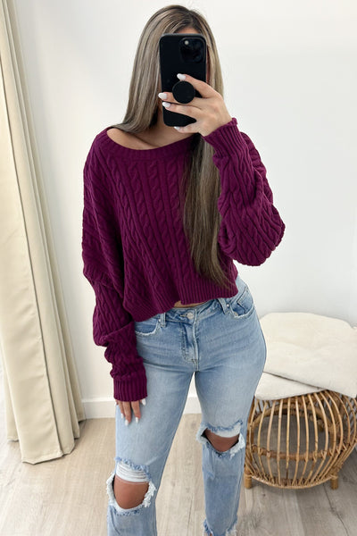 "Sweet Like Me" Sweater (Berry) - Happily Ever Aften