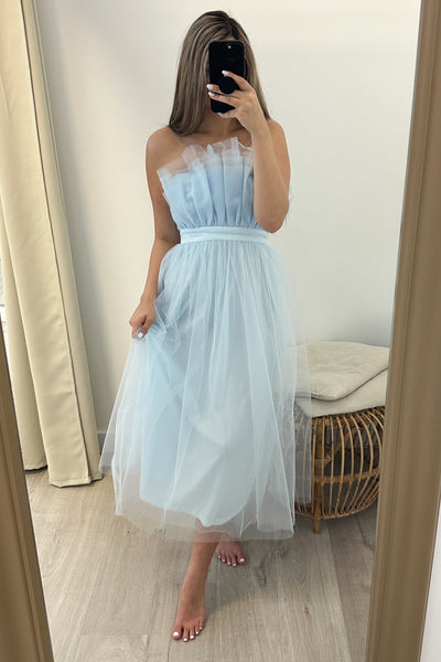 "Timeless Treasure" Dress (Light Blue) - Happily Ever Aften