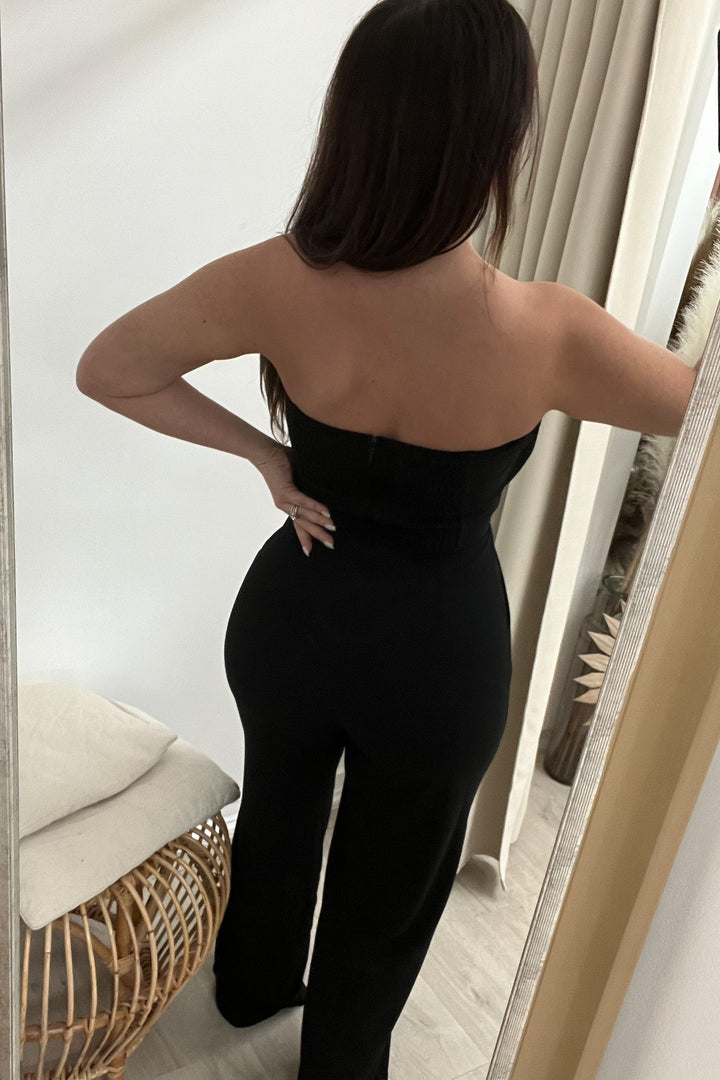 "Uptown Girl" Jumpsuit (Black) - Happily Ever Aften