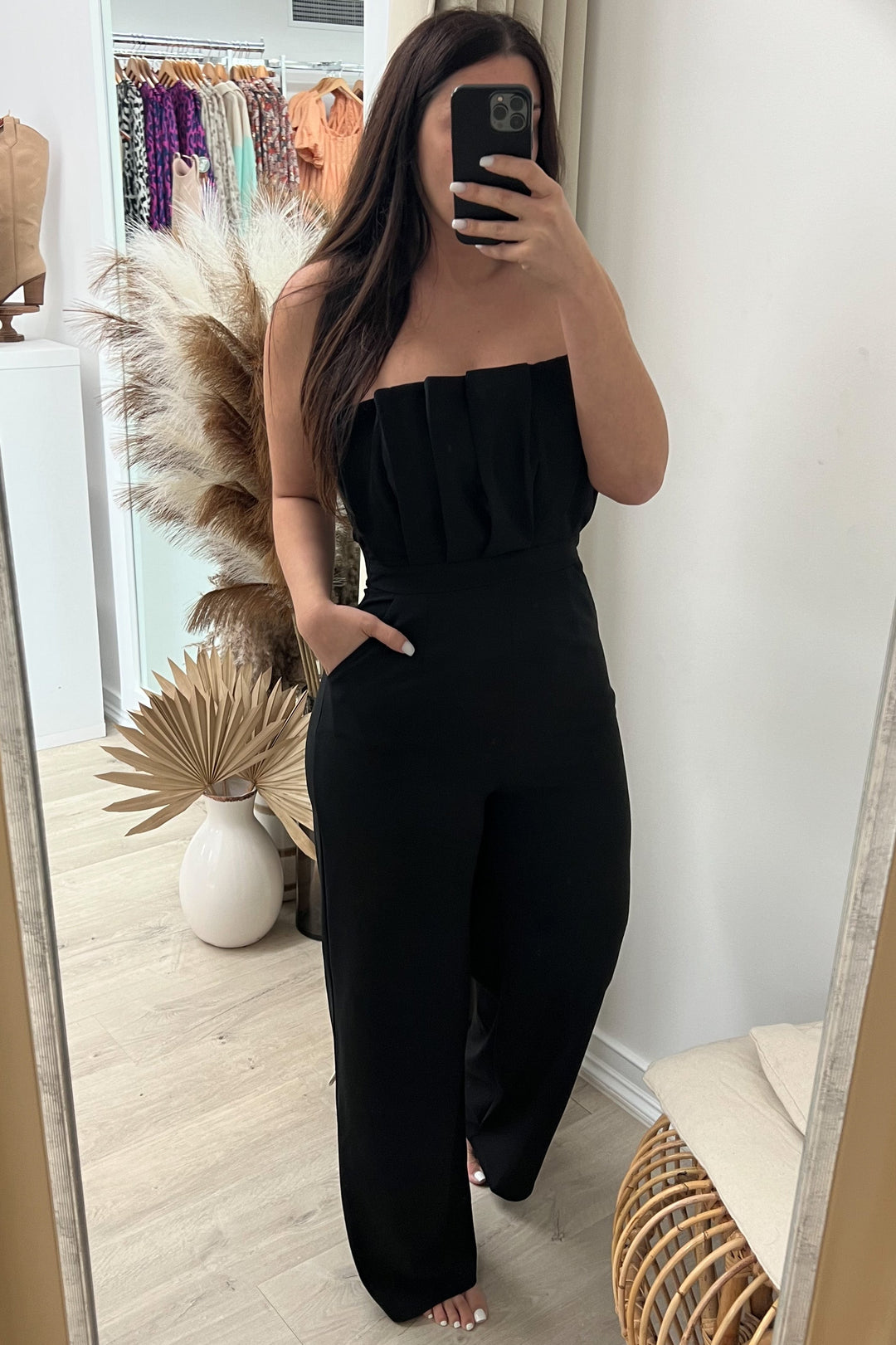 "Uptown Girl" Jumpsuit (Black) - Happily Ever Aften