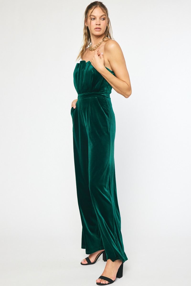 "Velvet Lady" Jumpsuit (Emerald) - Happily Ever Aften