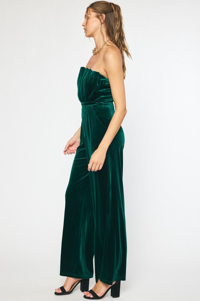 "Velvet Lady" Jumpsuit (Emerald) - Happily Ever Aften