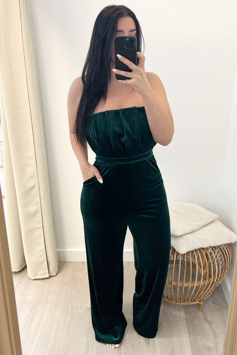 "Velvet Lady" Jumpsuit (Emerald) - Happily Ever Aften