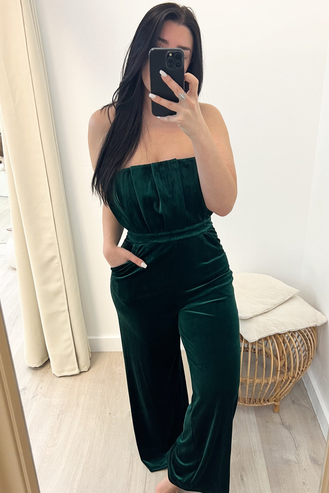 "Velvet Lady" Jumpsuit (Emerald) - Happily Ever Aften