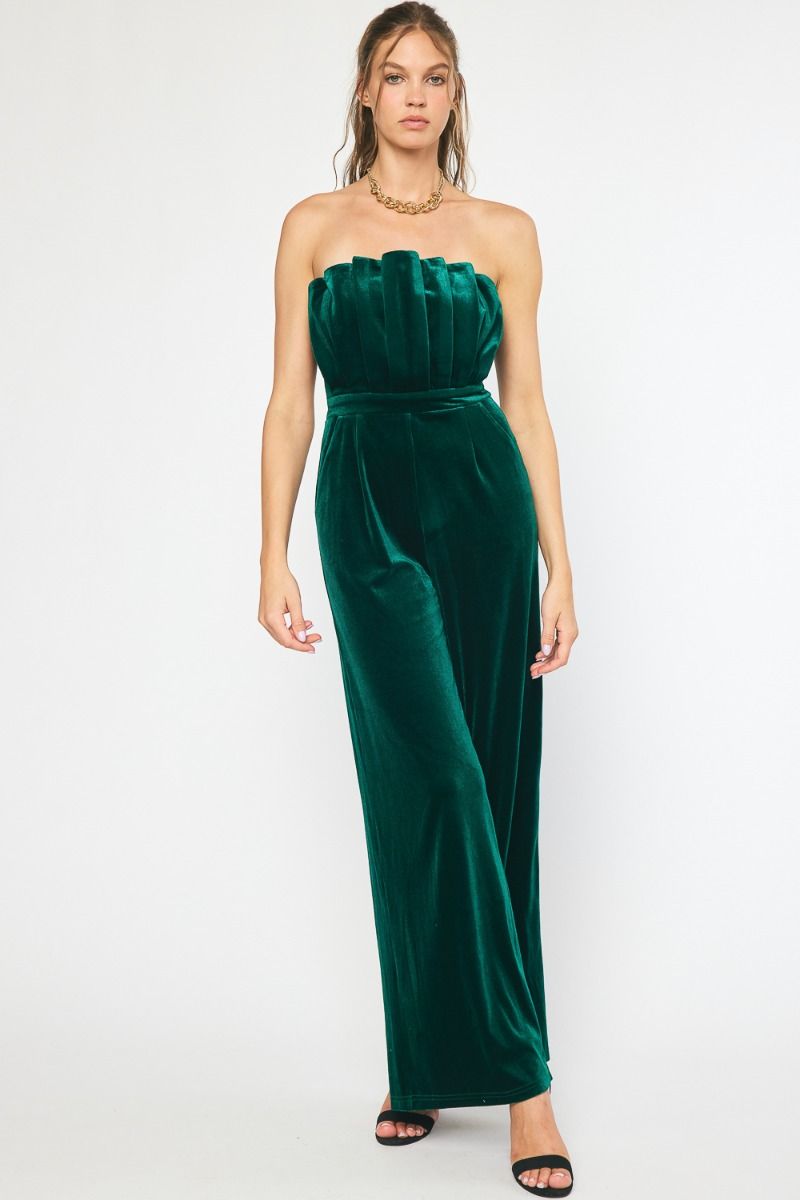 "Velvet Lady" Jumpsuit (Emerald) - Happily Ever Aften