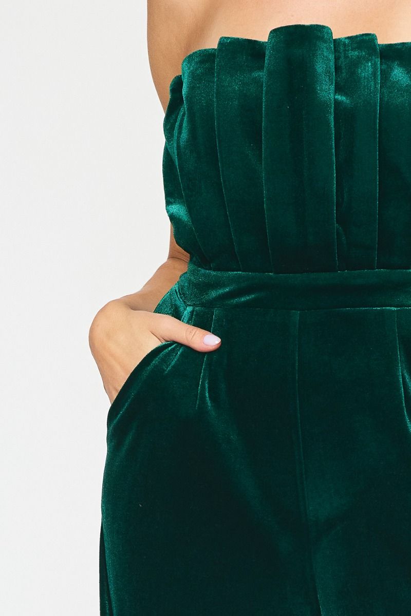 "Velvet Lady" Jumpsuit (Emerald) - Happily Ever Aften