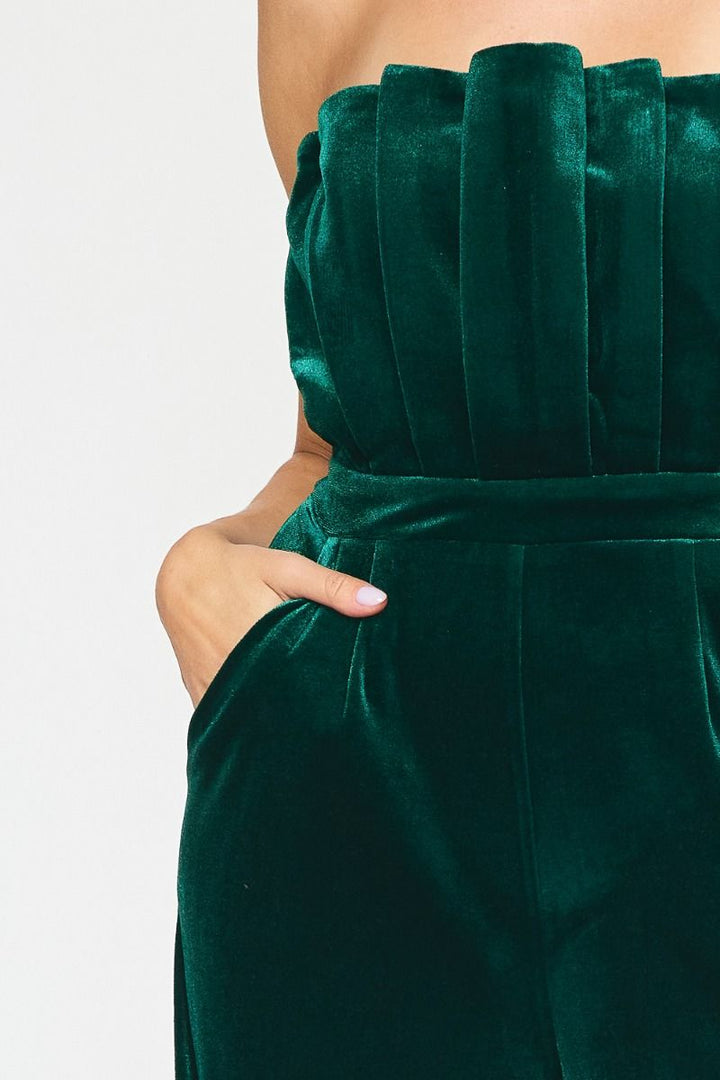 "Velvet Lady" Jumpsuit (Emerald) - Happily Ever Aften