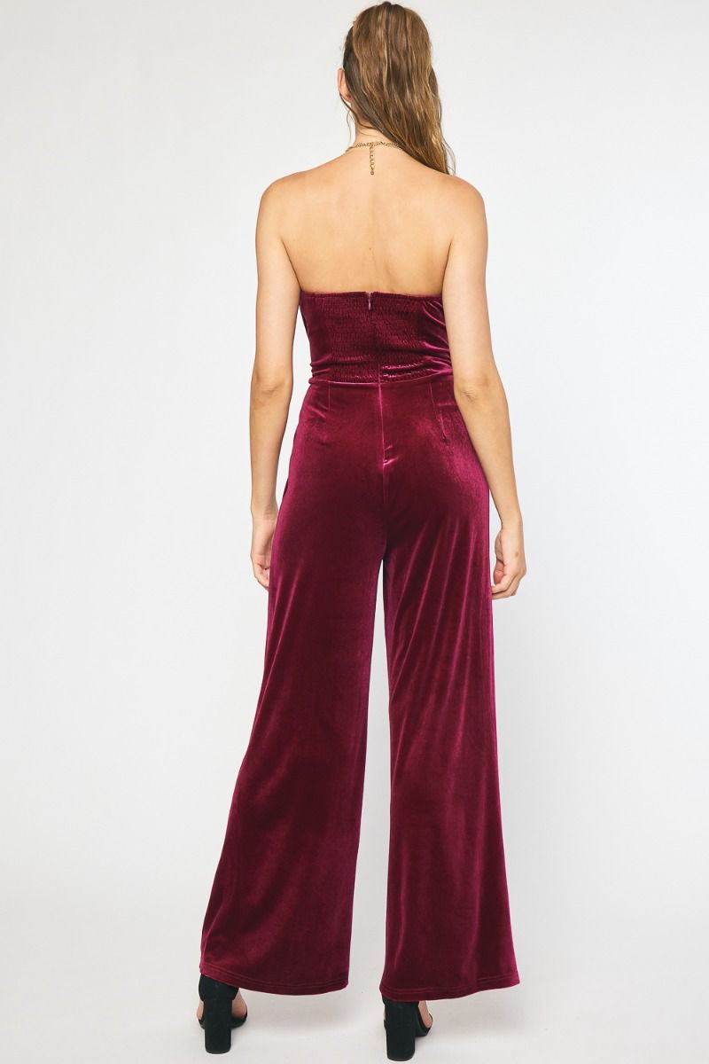 "Velvet Lady" Jumpsuit (Sangria) - Happily Ever Aften